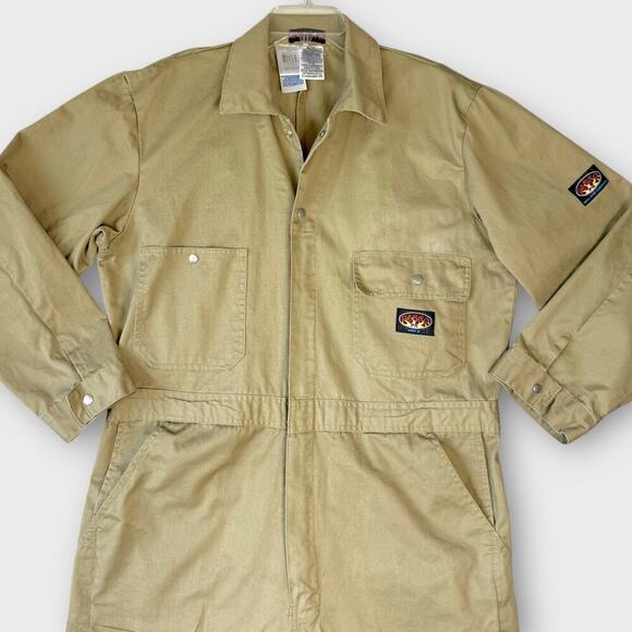Rasco FR Khaki Flame Resistant Coverall Mens Size 46-R / XL 100% Cotton Unlined - Picture 4 of 16